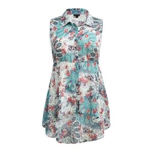 NWT Torrid Sz 2(18-20) Medallion Floral Hi-low Button Front Babydoll Top